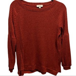 Status by Chenault Women’s Red Orange Bubble Puffed Sleeve Top